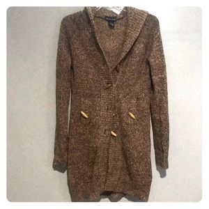Long brown button sweater